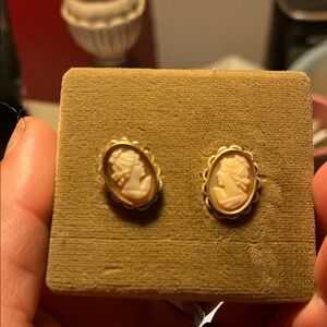 Vintage-Inspired Gold Cameo Earrings